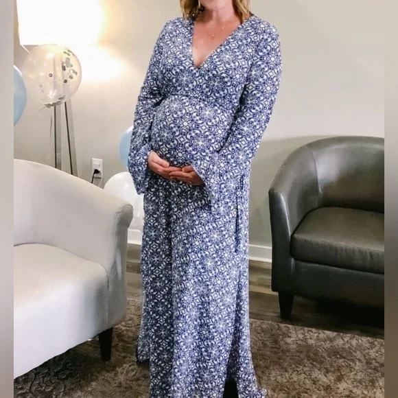 NWT Lulu’s Mandala Daydream Blue Print Maxi Dress - Picture 4 of 11